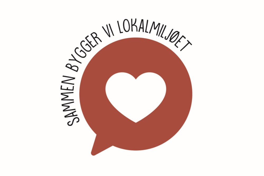 Logo av et hjerte med ordene: Sammen bygger vi lokalmiljøet